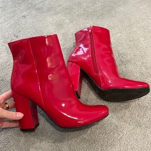 Red booties, so cute!
